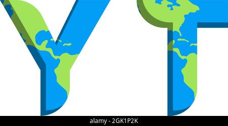 Initial YT logo design with World Map style, Logo business branding. Stock Vector