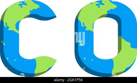 Initial CO logo design with World Map style, Logo business branding. Stock Vector