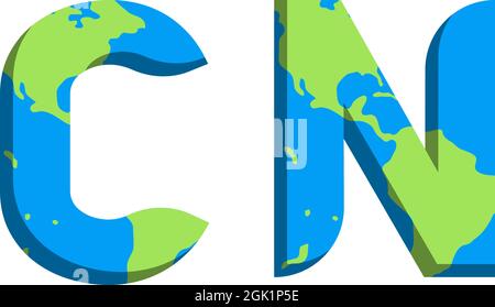 Initial CN logo design with World Map style, Logo business branding. Stock Vector