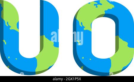Initial UO logo design with World Map style, Logo business branding. Stock Vector