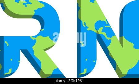 Initial RN logo design with World Map style, Logo business branding. Stock Vector