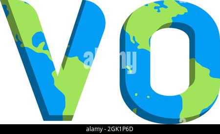 Initial VO logo design with World Map style, Logo business branding. Stock Vector