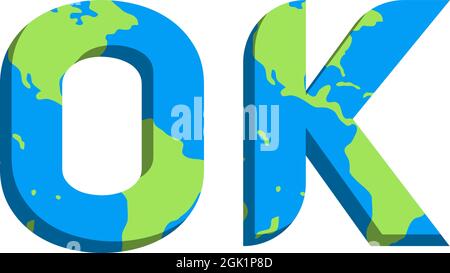 Initial OK logo design with World Map style, Logo business branding. Stock Vector