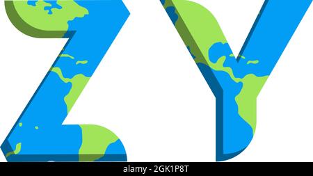 Initial ZY logo design with World Map style, Logo business branding. Stock Vector