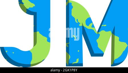 Initial logo design with World Map style, Logo business branding. Stock Vector