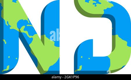 Initial ND logo design with World Map style, Logo business branding. Stock Vector