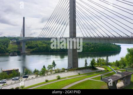 Penobscot Narrows bridge and observatory in Bucksport, Maine. Stock Photo