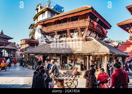 Lakshmi Narayan temple (also known as Garud Narayan temple) in Kathmandu Durbar Square, before the April 2015 Nepal earthquake Stock Photo