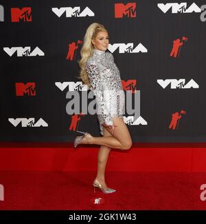 New York, United States. 12th Sep, 2021. Paris Hilton arrives on the red carpet at the 38th annual MTV Video Music Awards at Barclays Center in New York City on Sunday, September 12, 2021. Photo by John Angelillo/UPI Credit: UPI/Alamy Live News Stock Photo