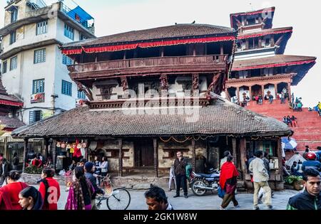 Lakshmi Narayan temple (also known as Garud Narayan temple) in Kathmandu Durbar Square, before the April 2015 Nepal earthquake Stock Photo