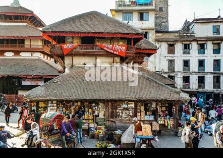 Lakshmi Narayan temple (also known as Garud Narayan temple) in Kathmandu Durbar Square, before the April 2015 Nepal earthquake Stock Photo