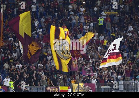 Rome, Lazio. 12th Sep, 2021. Roma fans during the Serie A match between AS Roma v Sassuolo at Olimpico stadium in Rome, Italy, September 12nd, 2021. Fotografo01 Credit: Independent Photo Agency/Alamy Live News Stock Photo