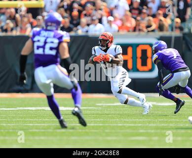 Cincinnati Bengals running back Samaje Perine (34) celebrates after running  for a touchdown aga …