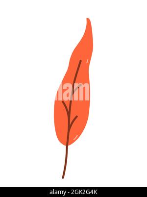 Autumn orange leaf isolated on white background. Vector hand-drawn illustration in cartoon flat style. Perfect for your project, cards, invitations Stock Vector