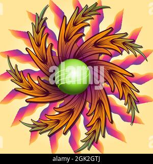 Originally designed color abstract vector background template with creative flower embellishment Stock Vector