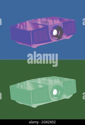projector on blue  Stock Vector