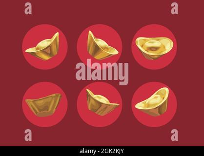 tranditional Chinese gold ingots Stock Vector