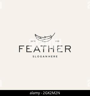 minimalist feather fur bristle logo design Stock Vector