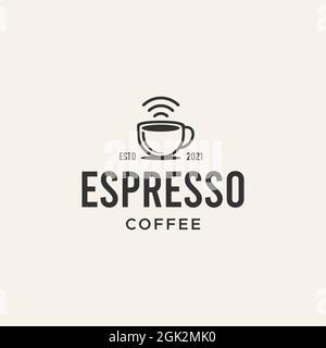 minimalist ESPRESSO COFFEE wifi cafe logo design Stock Vector