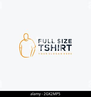 minimalist big SIZE TSHIRT fat man logo design Stock Vector