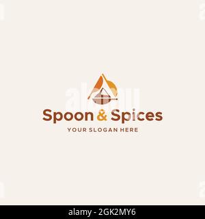 modern Spoon Spices ingredients logo design  Stock Vector
