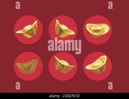 tranditional Chinese gold ingots Stock Vector