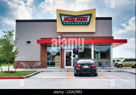 Humble, Texas USA 09-30-2019: Krispy Kreme Doughnuts in Humble, TX. Established in North Carolina 1937. Stock Photo