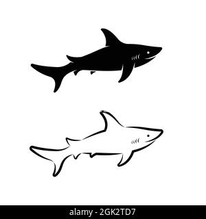 Vector of shark design on white background. Easy editable layered vector illustration. Wild Animals. Undersea animals. Stock Vector