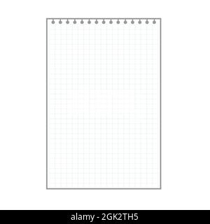blank checkered plaid sheet, notepad page with ring holes. Stock Vector