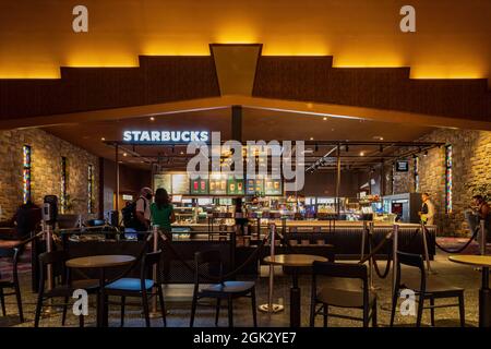 Las Vegas, SEP 7, 2021 - Interior view of the Starbucks Coffee in Excalibur Hotel and Casino Stock Photo