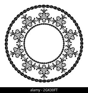 Decorative round frame For the design of frames, menus, wedding invitations or labels, for laser cutting, creating patterns in wood, marquetry Stock Vector