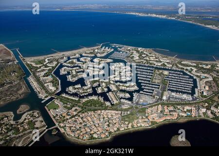 FRANCE. GARD (30) AERIAL VIEW OF PORT-CAMARGUE Stock Photo