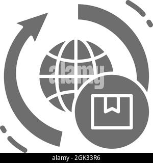 Worldwide delivery grey icon. Isolated on white background Stock Vector