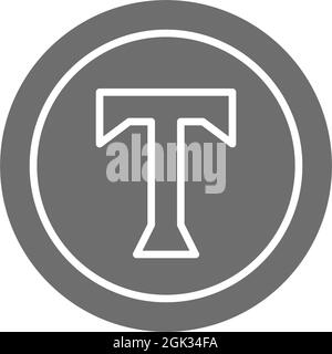 Text sign, copyright, author mark grey icon. Stock Vector