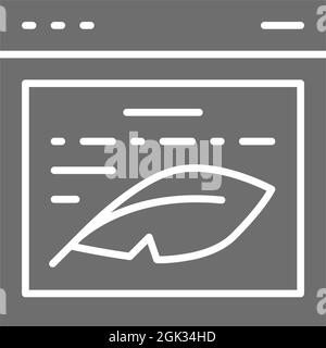 Writers website, prose, text on display grey icon. Stock Vector