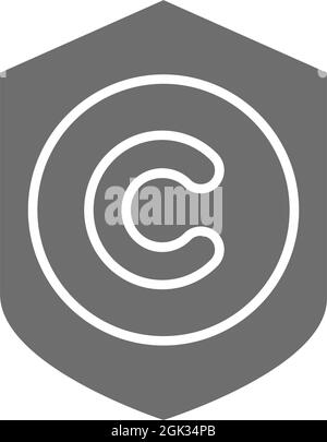 Vector protection copyright, authors mark grey icon. Stock Vector