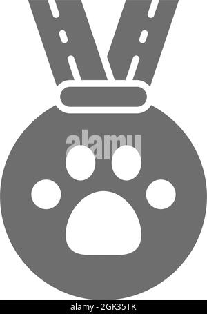 Reward for pet, medal from exhibition grey icon. Stock Vector
