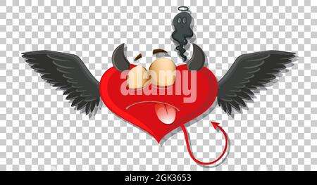 Heart shape devil with facial expression illustration Stock Vector