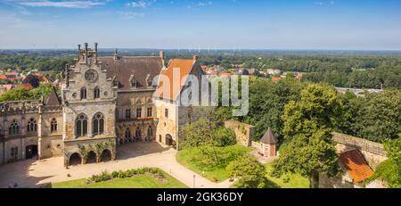 Panorama of the courtyard aerial view of the castle in Bad Bentheim, Germany Stock Photo