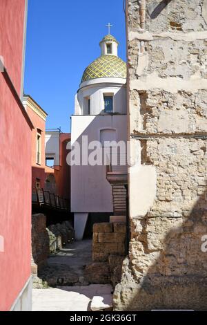 An alley in the old town of Pozzuoli, Italy. Stock Photo