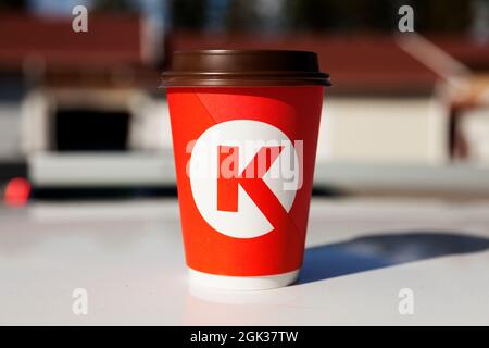 Umea, Norrland Sweden - September 3, 2021: coffee mug from petrol station Stock Photo