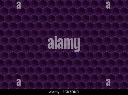 Beautiful seamless repeating pattern formed by purple 3D cubes with points of light and reflection on the edges of each element. Perfect for all kinds Stock Photo