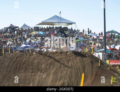 September 11 2021 Rancho Cordova, CA USA Yamaha factory rider Justin Cooper gets air in section 32 during the Lucas Oil Pro Motocross Hangtown Classic 250 Class moto # 2 at Hangtown Rancho Cordova, CA Thurman James/CSM Stock Photo