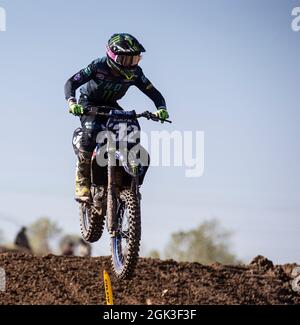 September 11 2021 Rancho Cordova, CA USA Yamaha factory rider Justin Cooper gets air in section 33 during the Lucas Oil Pro Motocross Hangtown Classic 250 Class moto # 2 at Hangtown Rancho Cordova, CA Thurman James/CSM Stock Photo