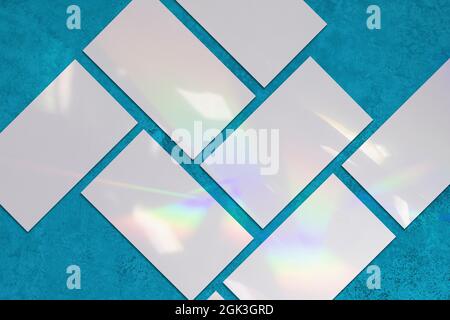 Empty white rectangle poster mockups with diagonal shadow Stock Photo