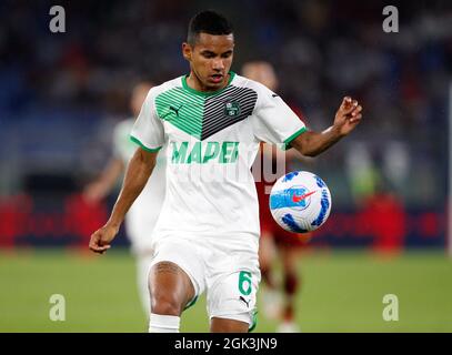 Rome, Italy. 12th Sep, 2021. Rogerio, of Sassuolo, in action during the Serie A soccer match between Roma and Sassuolo at the Olympic Stadium. Roma won 2-1. Credit: Stefano Massimo/Alamy Live News Stock Photo