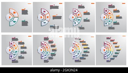 Multi-colored elements of a semicircle Infographic templates. Stock Vector