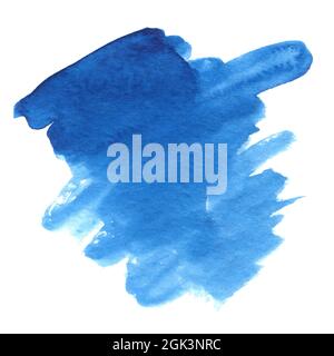 Blue watercolor brush stroke isolated on a white background. Design element. Stock Photo