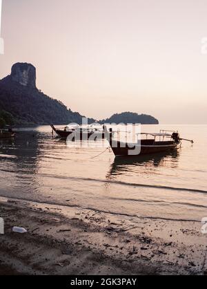 Railay Beach at Sunrise in Krabi, Thailand. Stock Photo - Image of