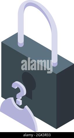 Mystery padlock icon isometric vector. Lock key. Secret password Stock Vector
